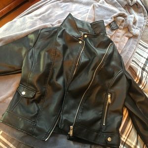 black leather jacket